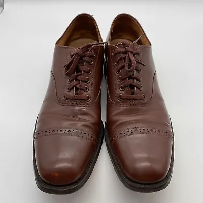 Mens Brown Leather Oxford Lace Up Dress Shoes 9.5 Thompson Bootmaker Vtg Leather • $49.95