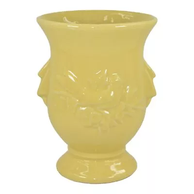 McCoy 1952 Vintage Mid Century Modern Art Pottery Birds Yellow Ceramic Vase  • $85.50