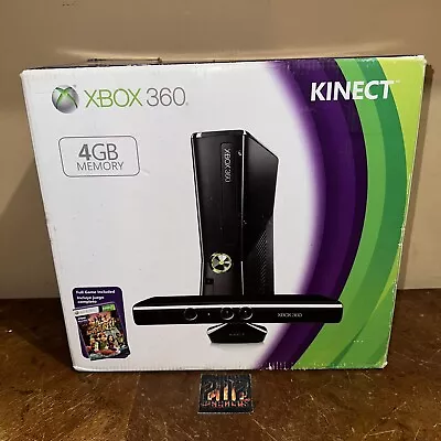 Microsoft Xbox 360 Slim 4GB RARE BUNDLE Black Console  With Kinect NEW Sealed • $399.99