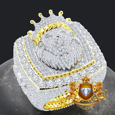 Big Jumbo 36+ Grams Real Silver Men's Lion Head King Crown Face Custom Ring Band • $169.99