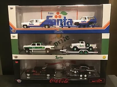 $135 • Buy M2 Machines Auto Hauler Set Chevy Silverado GMC Sierra Dually Coca Cola New