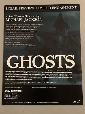 Rare Michael Jackson Sneak Preview Ghosts Mini Poster 8.5  X 11  Limited • $99.99