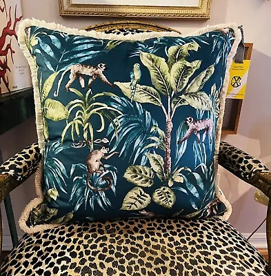 NWT Christian Lacroix Dark Green Jungle Monkey Velvet Touch 24x24  Pillow • $145