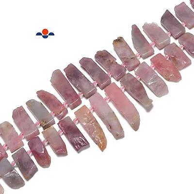Madagascar Rose Quartz Graduated Slab Stick Points Beads 10x25-12x45mm 15.5  Str • $11.24
