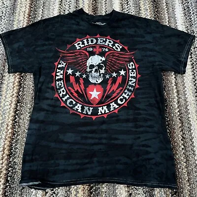 MMA Elite Shirt Men Large Black Red Tee American Machines Skull  MMA Faded Adult • $29.91