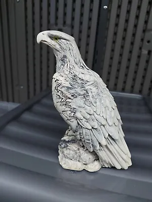 Beautiful Carved Heavy Eagle Statue Ornament Alabaster? 8  Tall • £25