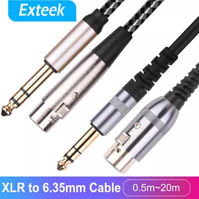 XLR Female To 6.35mm 1/4 '' Male Microphone Stereo Audio Cable TRS Jack Lead/Mic • $5.95