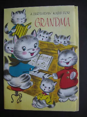 UNUSED Vintage Greeting Card Art Guild BIRTHDAY To Grandma Cats Singing W/ Piano • $3.50