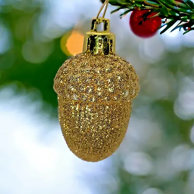 Lot Of 24 2  Gold Glittery Acorn Christmas Ornaments • $19.99