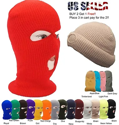 $8.50 • Buy 3 Hole Full Face Mask Ski Mask Cap Balaclava Outdoor Winter Beanie Tactical Hat