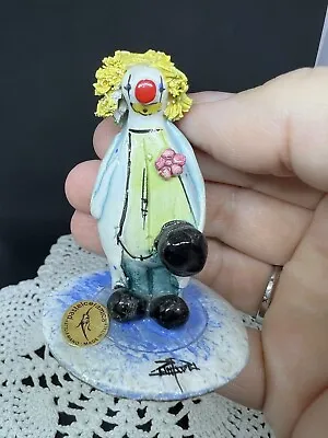 Lina Zampiva Signed Spaghetti Hair Clown Made In Italy Holding Hat Vintage • $14