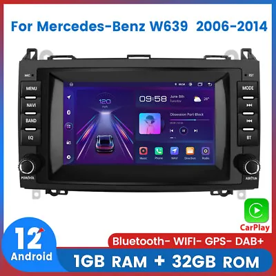 For Mercedes-Benz W639 2006-2014 Carplay Head Unit Car Stereo GPS SAT NAV BT 32G • £129.99