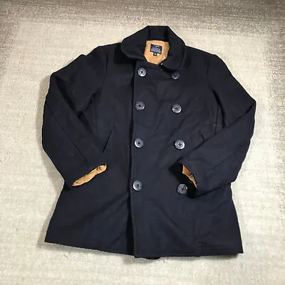 J Crew Coat Mens Small Dock Peacoat  Navy Blue Anchor Buttons Jacket • $62.22