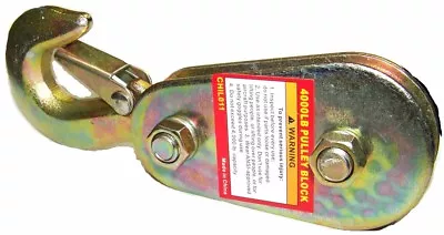 4000lb 3/8  Lifting Pulley Winch Hoist Block Hook W/ Safety Clip For 9.5mm Cable • $24.98