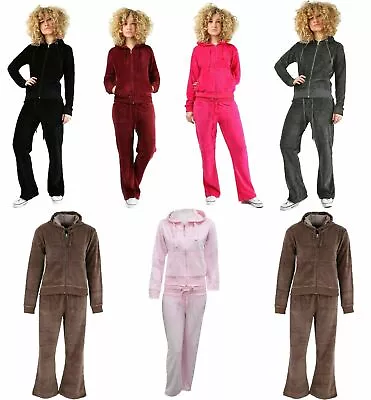 £21.99 • Buy Ladies Womens  2pcs Velvet Velour Crushed Jogging Top Lounge Wear Tracksuit Set 