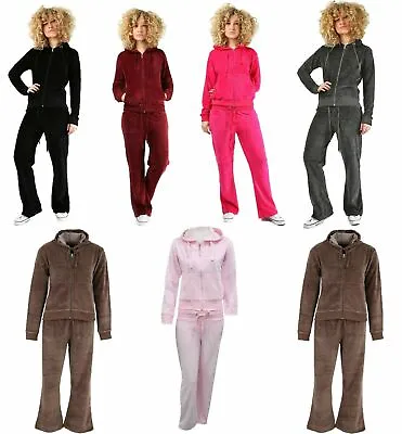 Ladies Womens  2pcs Velvet Velour Crushed Jogging Top Lounge Wear Tracksuit Set  • £19.99