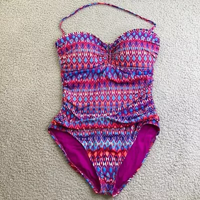 La Blanca One Piece Swimsuit Womens 12 Geometric Padded Removable Strap • $15