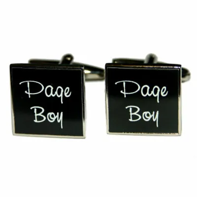 New Black Script   Page Boy   Square Cufflinks X2pw142/121.22  Free Pouch • £4.99