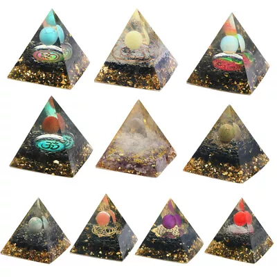 Orgonite Pyramid Chakra Crystal Chips Resin Quartz Orgone Energy Reiki Healing • $20.54