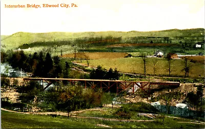 Ellwood City Pennsylvania Railway Postcard Trolley Interurban Tram RPPC Reprint • $7.96