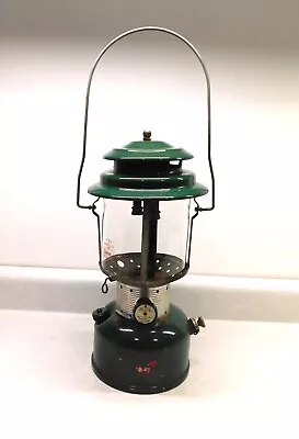 Vintage Green Coleman 220F 2-Mantle Lantern Pyrex Glass 10/1963 • $19