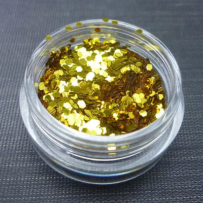 1mm Chunky Hexagon Glitter Pot Nail Art Face Body Eye Shadow Craft Paint Tattoo • £2.55