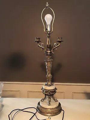 VTG Neoclasical Brass&Marble Table Lamp Unique Rare Intricate Design • $140