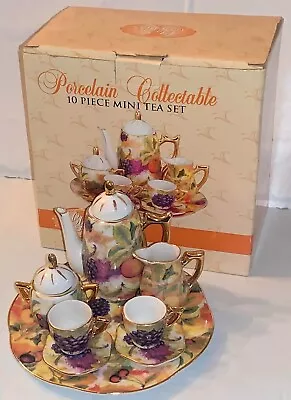 Classic Treasures Porcelain Collectable 10 Piece Mini Tea Set Fruit Design W/Box • $21.99