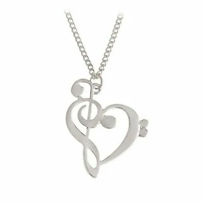 Womens Fashion Heart Shaped Musical Note Pendant Necklace Music Jewelry Silver • $4