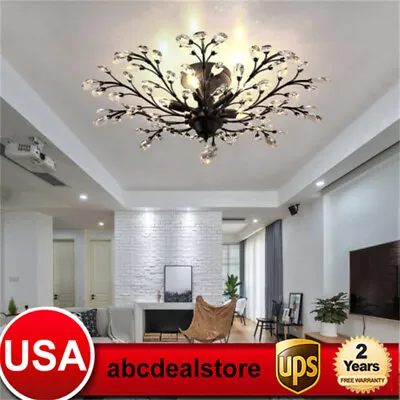 $75 • Buy Crystal Chandelier Branches Pendant Lamp Vintage 5-Light Bedroom Ceiling Fixture