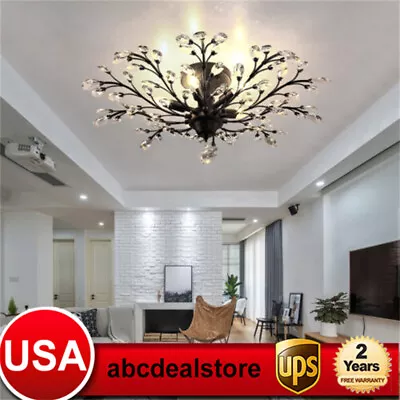 Crystal Chandelier Branches Pendant Lamp Vintage 5-Light Bedroom Ceiling Fixture • $73.15