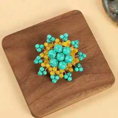 Vintage Turquoise Brooch Ethnic Personality Versatile Cardigan Pin Accessories • $6.29