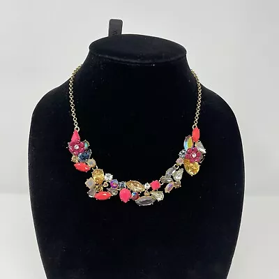 NWT Rare J CREW Chunky Statement Necklace Multicolor AB Rhinestone Crystal Red • $36.99