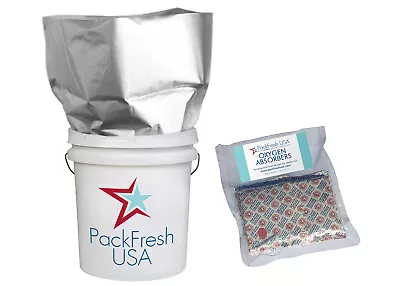 $19.19 • Buy PackFreshUSA 5 Pack Five Gallon Mylar Bags + 2000cc Oxygen Absorbers