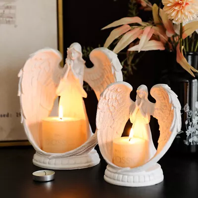 Candle Holder Nordic Pure White Winged Prayer Angel Aromatherapy Home Décor • $30.99