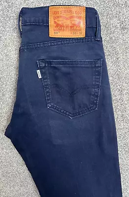 Levis 511 Slim Fit Denim Jeans Mens W30 L32 Navy Blue White Tab Stretch Chinos • £0.99