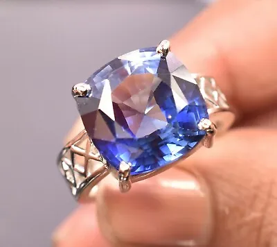 £107.74 • Buy Flawless Deep Blue Sapphire Cushion Cut Sterling Silver Gemstone Wedding Ring