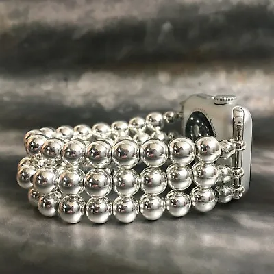 $86.42 • Buy Beaded Apple Watch Band Women IWatch Jewellery Fitbit Bracelet Hematite 1