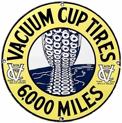 Vintage Vacuum Cup Tires Porcelain Sign Gas Oil Continental Michelin Goodyear • $116.38