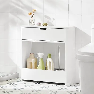 SoBuy Bathroom Toilet Paper Roll Holder Narrow Shelf Storage Cabinet BZR48-W • $59.99