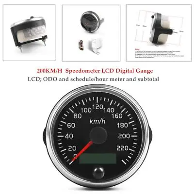 85MM 200KM/H  Speedometer LCD Digital Gauge Car Marine Odometer Curved Glass • $42.36