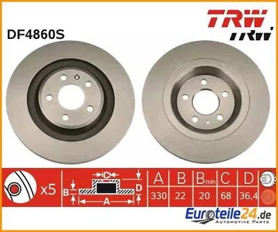 2 Pcs Brake Disc TRW DF4860S For Audi Q5 A4 A4 Avant A5 • $192.71