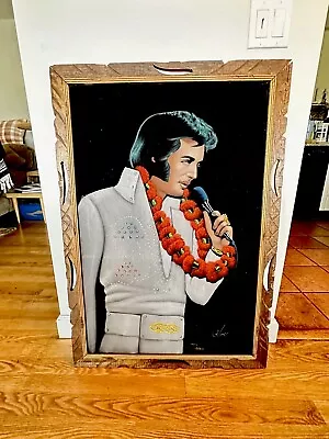 Large Elvis Velvet Painting!!-41x28( Mexico-70s) • $150