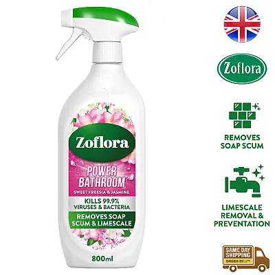 Zoflora Power Bathroom Soap Scum Remover Spray Sweet Freesia & Jasmine 800ml • £6.45