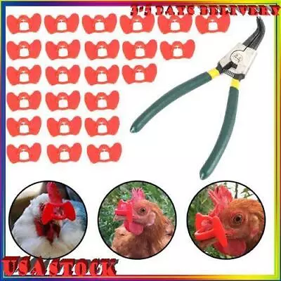 24Pcs Peepers+Pliers Chicken Glasses Poultry Blinders Spectacles Anti-Pecking!! • $14.73