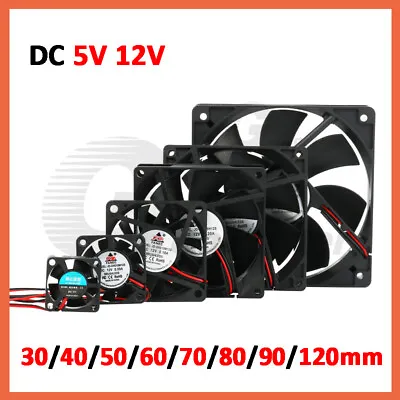 Small PC Computer Case Cooling Fan Cooler 30/40/50/60/70/80/90/120mm DC 5V 12V • £2.51