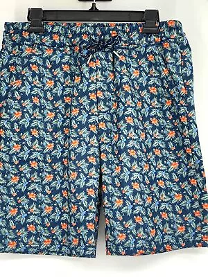 Mens Public Record Shorts Elastic Pullon Water Lily Floral Fleece 1138 Size M  • $28