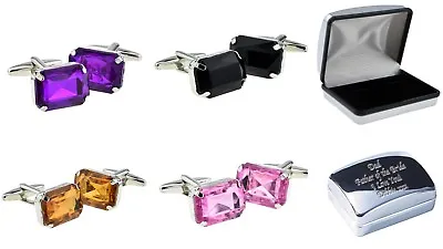 £12.99 • Buy Crystal Bling Diamante Cufflinks In Case Can Be Engraved Personalised  AJA1013-6