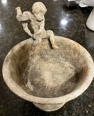 Vintage Unique Rare Boy Angle Bowl Planter Cast Iron Read • $79.99