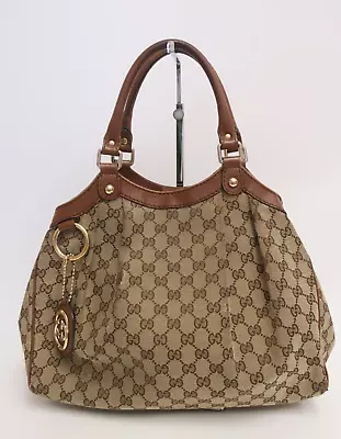 Authentic Gucci  Canvas Shoulder Bag Handbag #27126 • $89